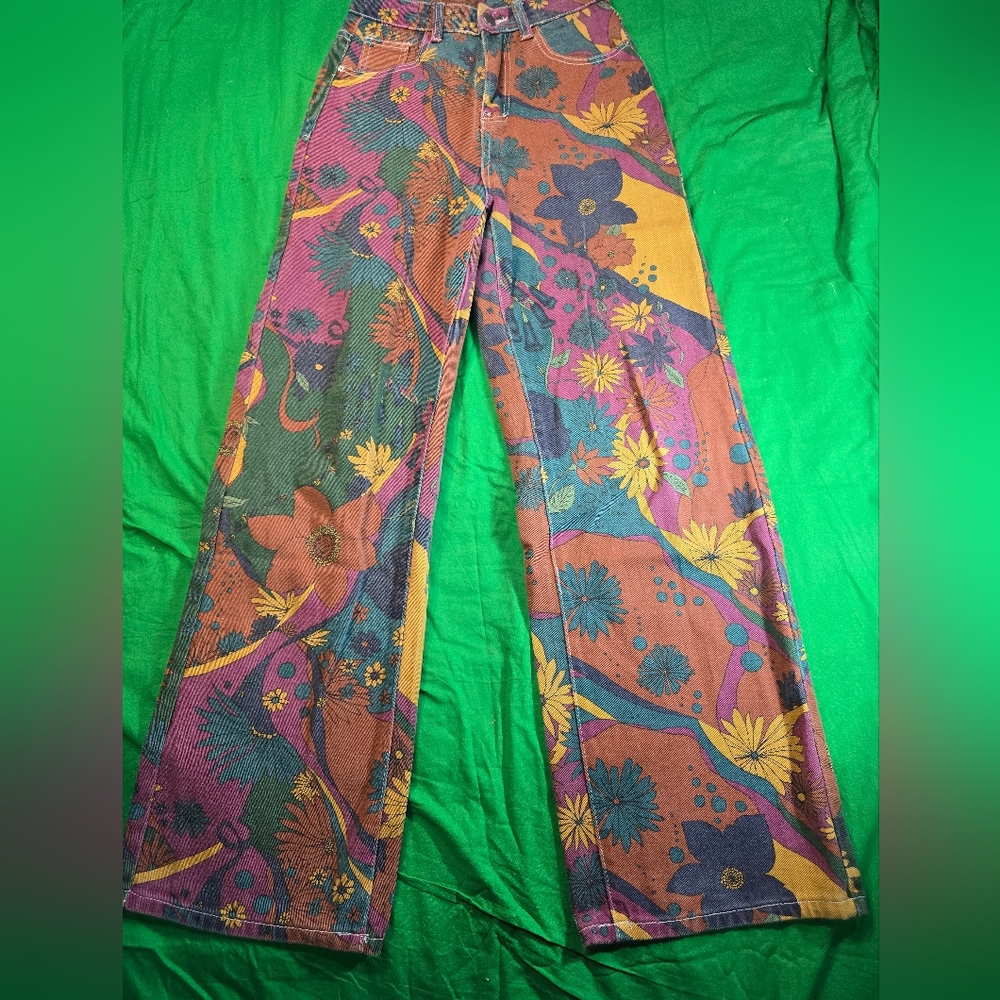 Women Printed Wide Leg Pants Size XS / 2